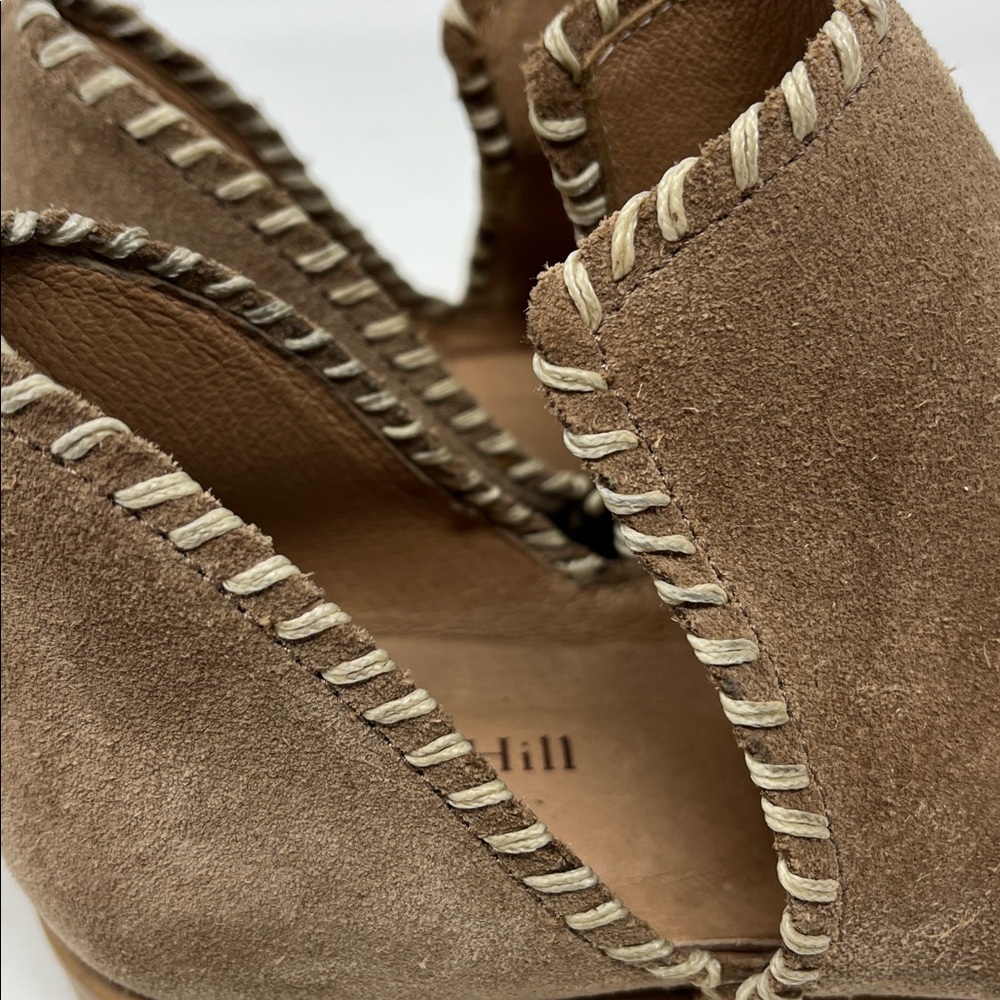 GARNET HILL Lola Whipstitched Boots Tan Suede Slip On Made In Italy Sz 37 US 7 - Picture 12 of 14